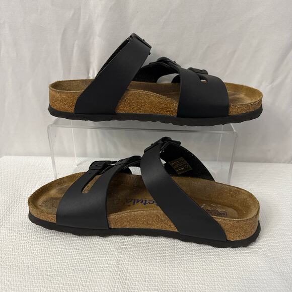 Birkenstock Betula Sandals Womens 7 Narrow Leo Black Cork Slides Comfort Soft 38 - Picture 8 of 9
